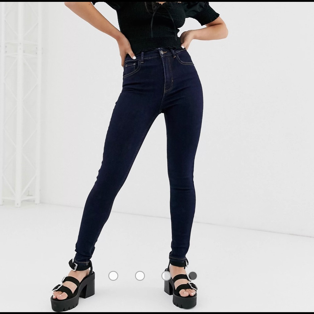 ASOS Bershka high waist skinny jean in blue